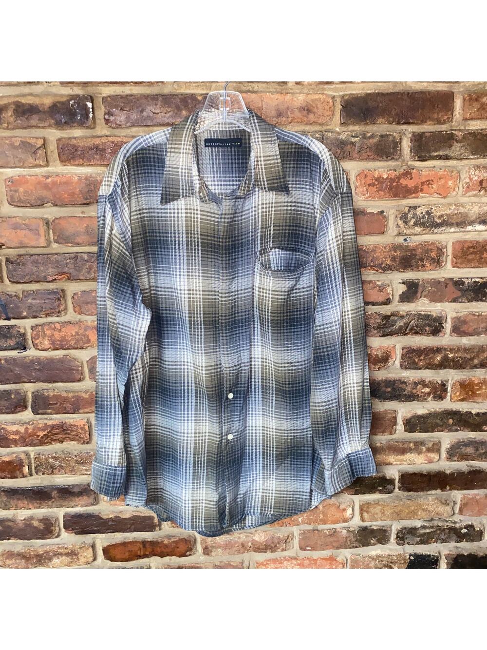 Metropolitan View Plaid Flannel Long Sleeve Button Down Shirt Men's Size XL